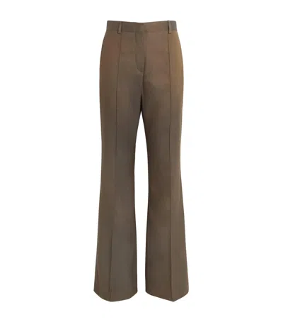 Brioni Silk Flared Trousers In Brown