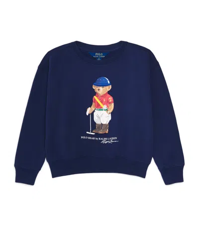 Ralph Lauren Cotton Fleece Polo Bear Sweatshirt In Blue
