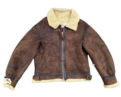 Pre-owned Leather Vintage 80's Tanco Made In Usa Shearling Distress B3 Jacket In Brown