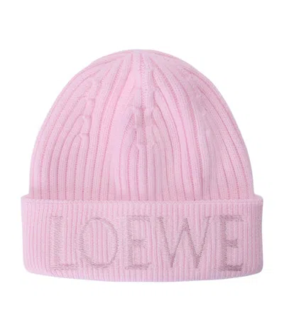Loewe Wool Logo Beanie In Brown