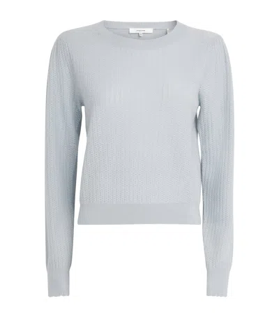 Frame Cashmere Pointelle Sweater In Blue