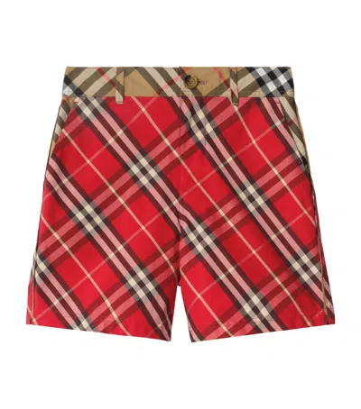 Burberry Checked Cotton Shorts In Red