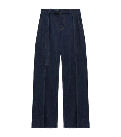 Loewe D-ring Belted Wide-leg Jeans In Blue