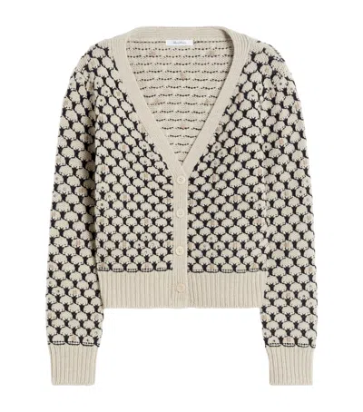 Max Mara Mastro Crystal Embellished Wool Blend Cardigan In Multi