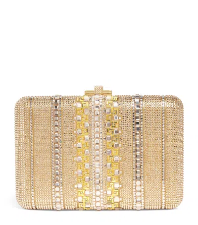 Judith Leiber Crystal Lattice Slim Slide Clutch Bag In Gold