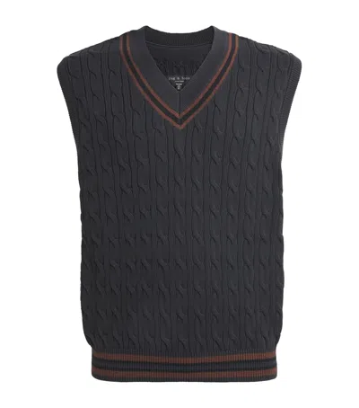 Rag & Bone Cotton Cable-knit Sweater Vest In Gray