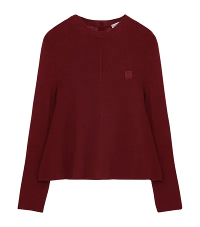 Loewe Cashmere-blend Button-up Sweater In Burgundy
