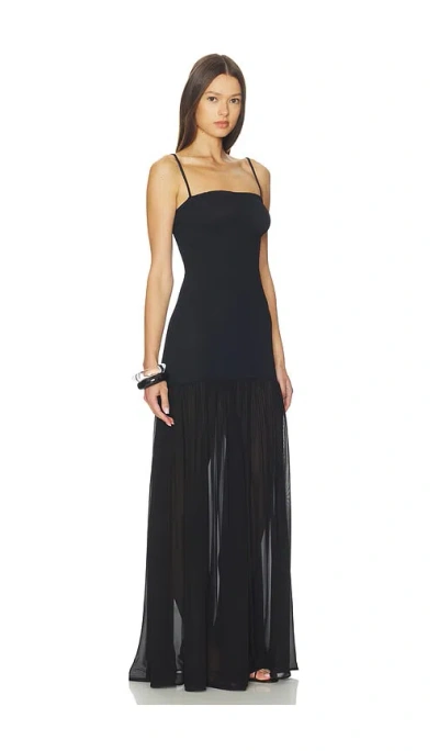 Hunza G Womens Black Hybrid Square-neck Crinkled Stretch-woven Maxi Dress