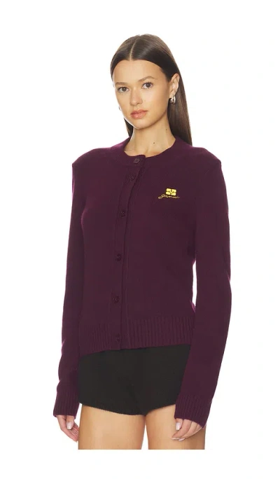 Ganni Knitwear With Ribbed Cuffs And Hem In Brown