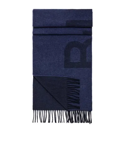 Bogner Wool Logo Scarf In Blue
