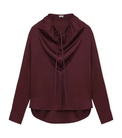 Loewe Silk-blend Satin Blouse In Burgundy