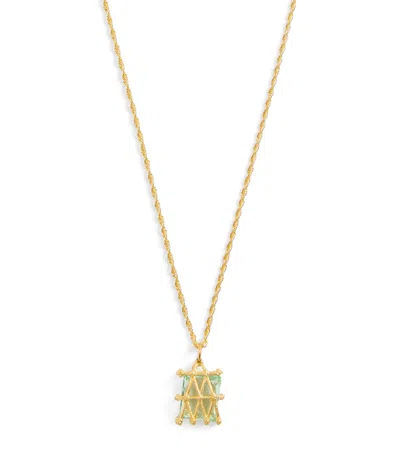 Bleue Burnham Yellow Gold And Sapphire Basket Pendant Necklace In Gold