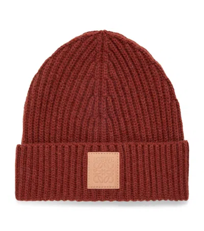 Loewe Cashmere Logo Beanie In Brown