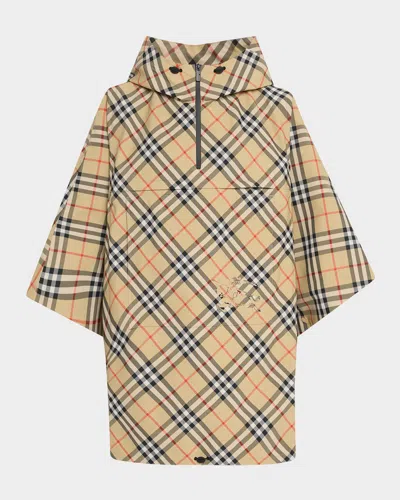 Burberry St. Cady Packaway Check Twill Cape In Multi
