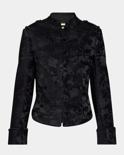 Chloé Jacquard Velvet Single-breasted Jacket In Black