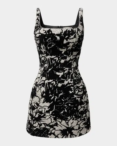 Dress The Population Black Label Devi Sequin Floral Velvet Mini Dress In Black