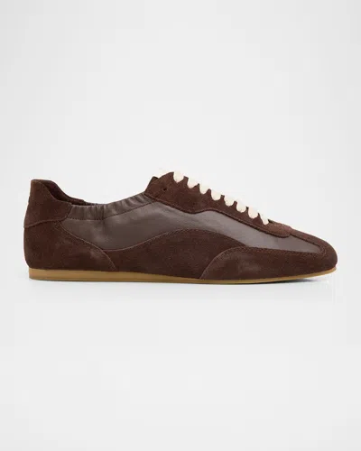 Simkhai Georgie Suede And Leather Low-top Sneakers In Brown
