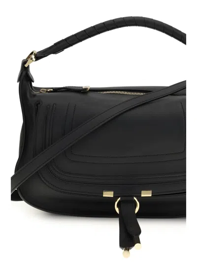 Chloé Small Leather Marcie Shoulder Bag In Black