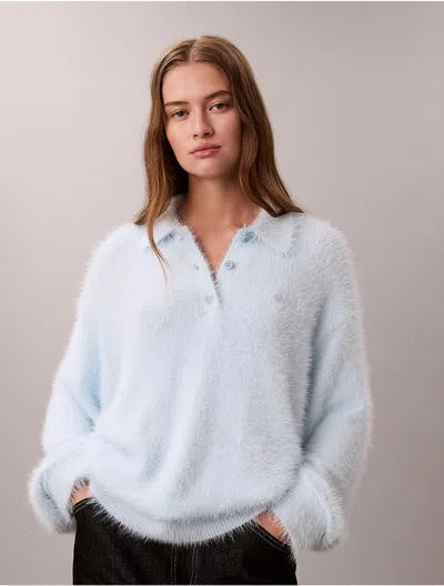 Calvin Klein Jeans Est.1978 Calvin Klein Women's Soft Polo Relaxed Sweater In Blue