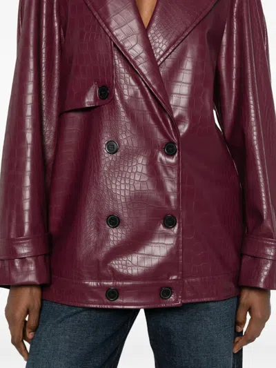 仿鳄鱼纹双排扣夹克