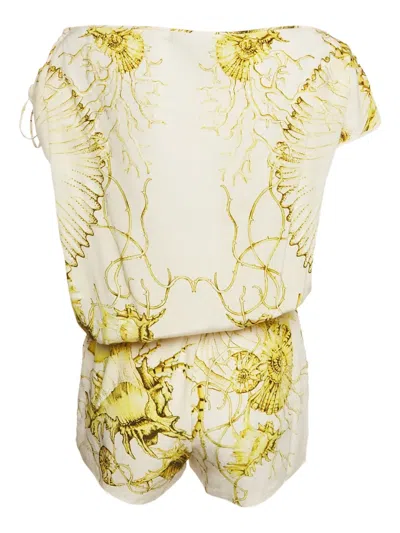 Pre-owned Roberto Cavalli One-shoulder Playsuit In Neutral