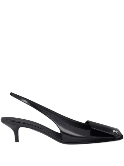 Courrèges 45mm Fold Leather Slingback Pumps In Black