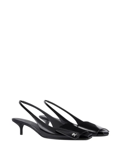 Courrèges 45mm Fold Leather Slingback Pumps In Black