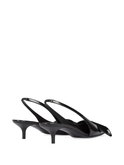 Courrèges 45mm Fold Leather Slingback Pumps In Black