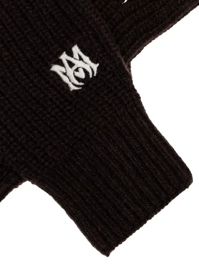 Amiri Logo Appliqué Gloves In Brown
