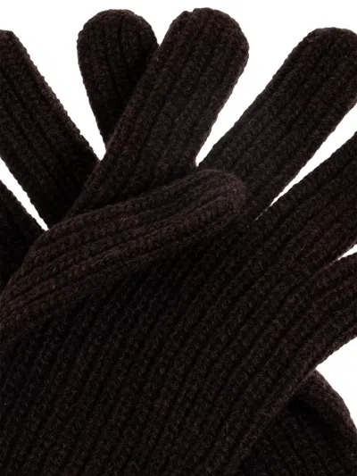 Amiri Logo Appliqué Gloves In Brown