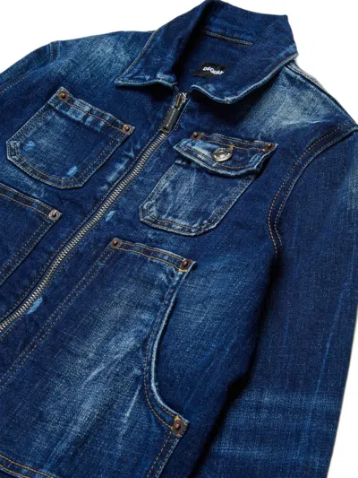 Dsquared2 Denim Jacket With Printed Logo In Blue