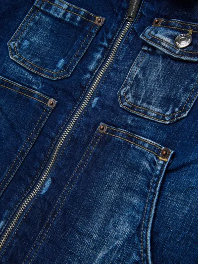 Dsquared2 Denim Jacket With Printed Logo In Blue