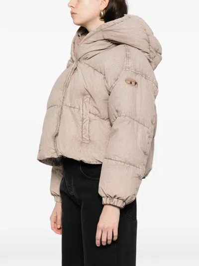 Diesel Hooded Padded Jacket In Neutral