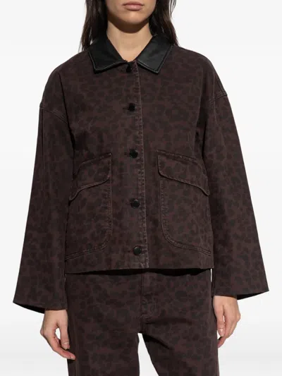 Rag & Bone Natalia Leopad Print Cotton Jacket In Brown