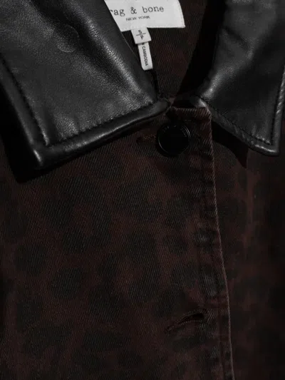 Rag & Bone Natalia Leopad Print Cotton Jacket In Brown
