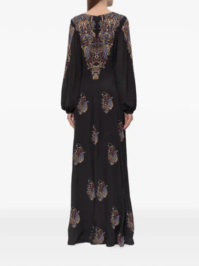 Etro V-neck Maxi Dress In Black