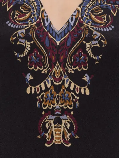 Etro V-neck Maxi Dress In Black