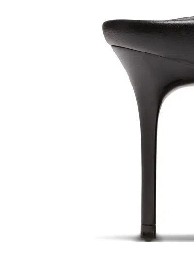 Balmain Lambskin Leather Mules With Front Piercing In Black