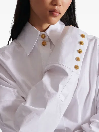 Balmain Buttoned Poplin Shirt Dress In White