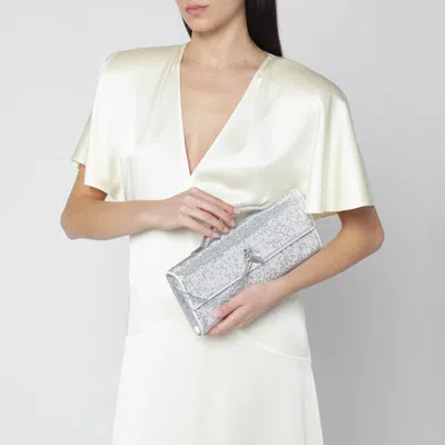 Bottega Veneta Andiamo Crystal Clutch In White