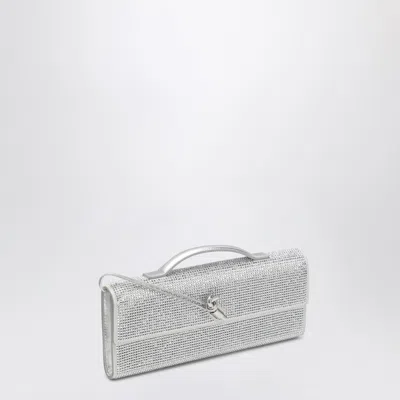 Bottega Veneta Andiamo Crystal Clutch In White