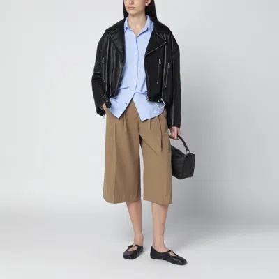 Loewe Black Leather Biker Jacket In Black