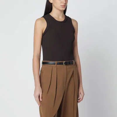 Loewe Ribbed Viscose-blend Tank Top In Brown
