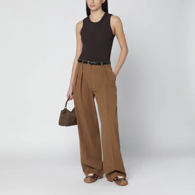 Loewe Ribbed Viscose-blend Tank Top In Brown