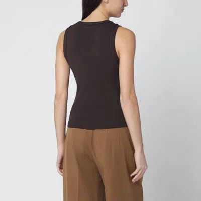 Loewe Ribbed Viscose-blend Tank Top In Brown