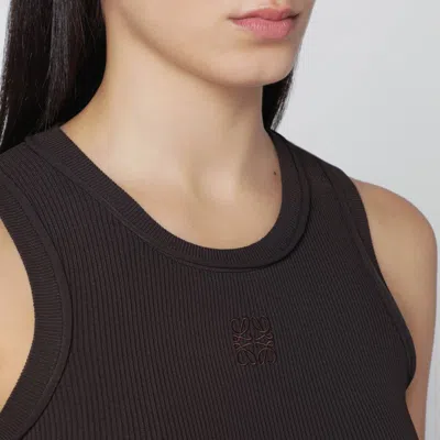 Loewe Ribbed Viscose-blend Tank Top In Brown