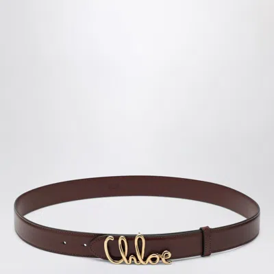 Chloé Womens Crafty Brown Logo-plaque Leather Belt In Brown