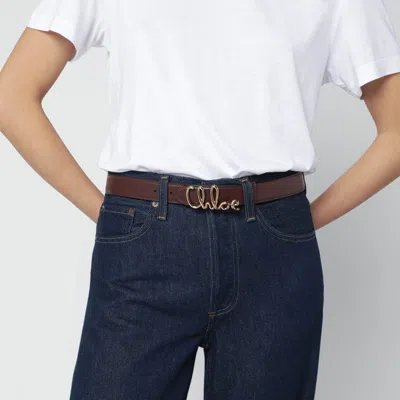 Chloé Womens Crafty Brown Logo-plaque Leather Belt In Brown