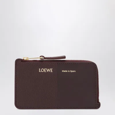 Loewe Card Holder With Coin Pocket In Dark Burgundy In Burgundy