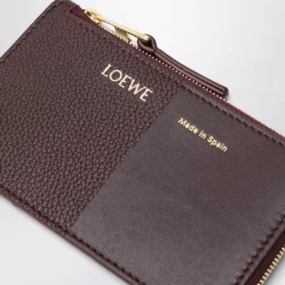 Loewe Card Holder With Coin Pocket In Dark Burgundy In Burgundy